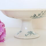 Servant dish on piedouche / compotier, Terre de Ferre, Longwy cute pattern, Vintage, early 19th