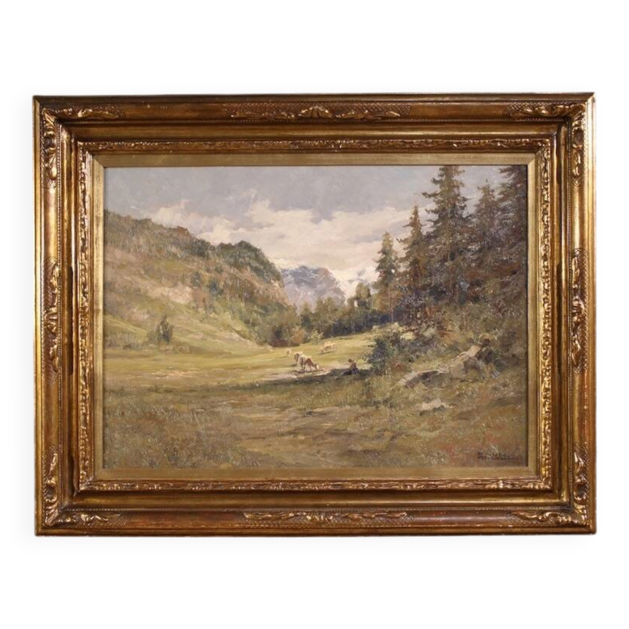 Italian landscape painting signed Giuseppe Gheduzzi from the 20th century