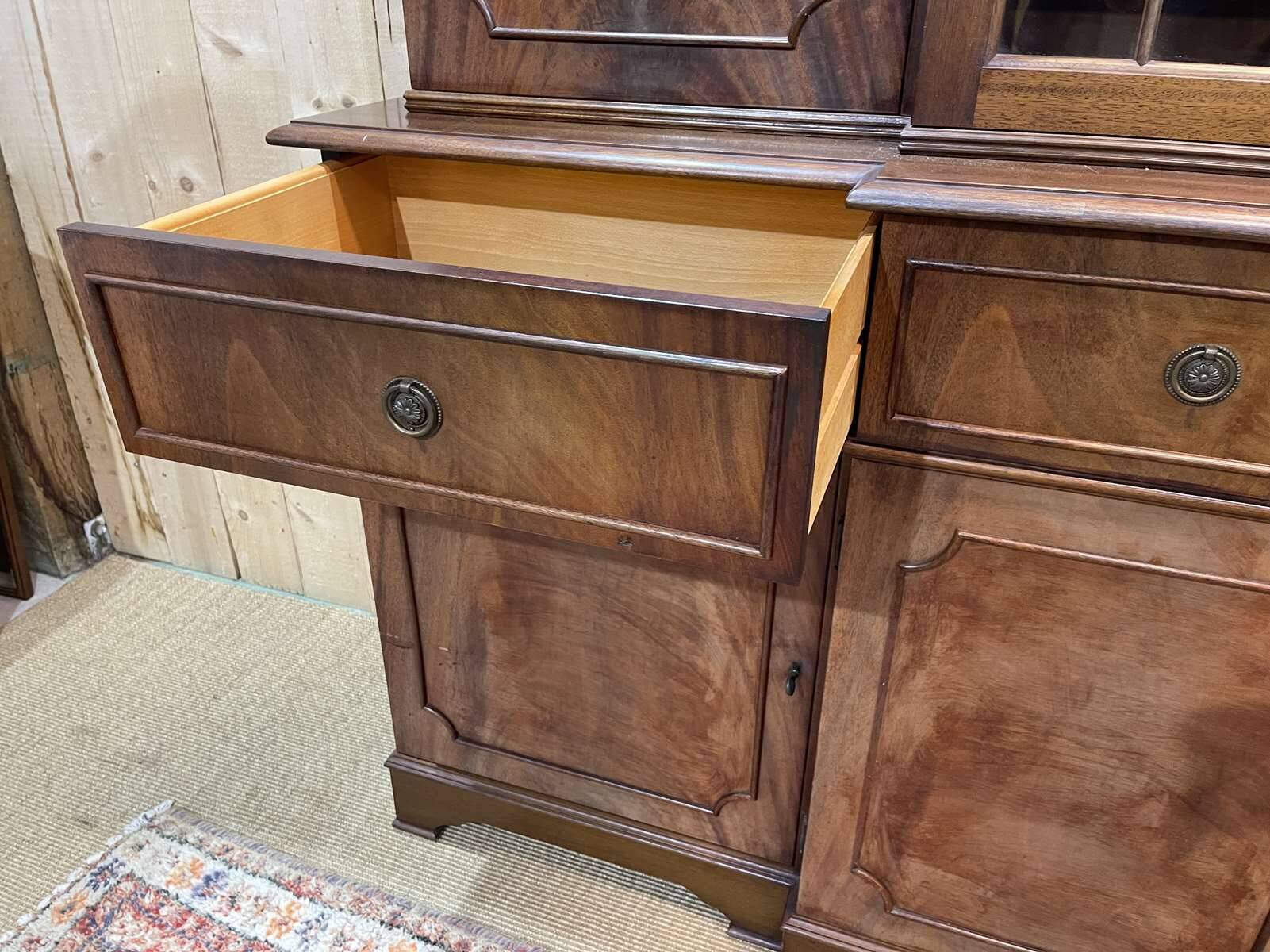 English mahogany secretary bookcase from the 1970s