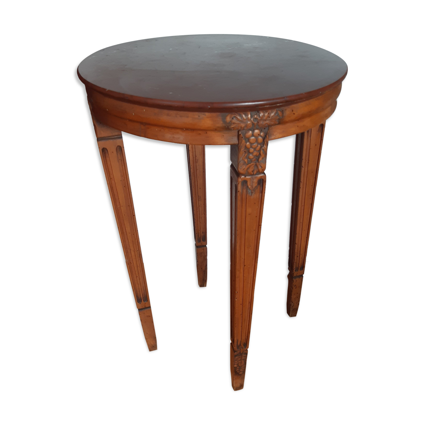 Pedestal table or cherry side table, grill marble top