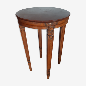 Pedestal table or cherry side table, grill marble top