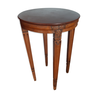 Pedestal table or cherry side table, grill marble top