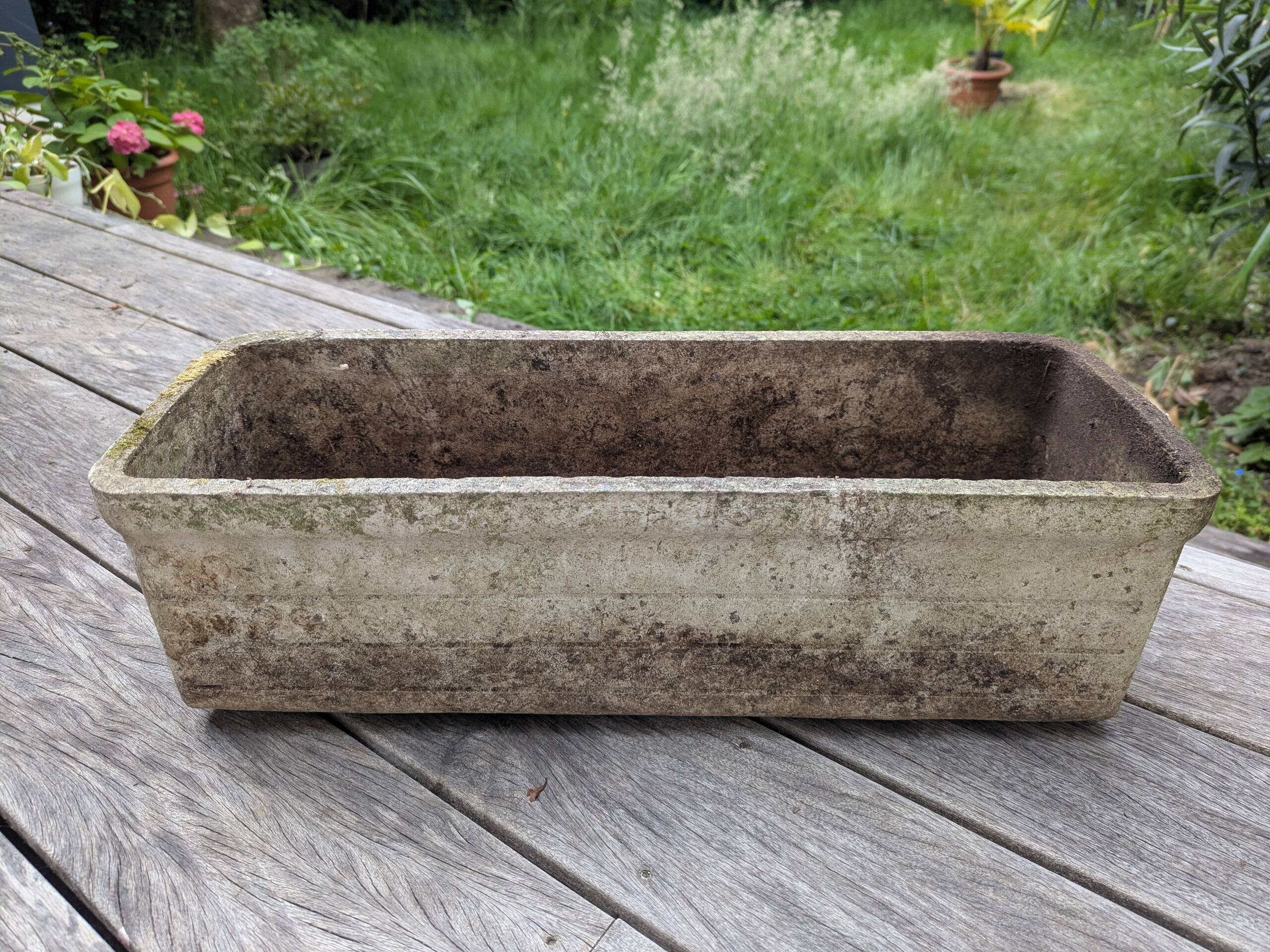 Old fibrecement planter in Eternit style.