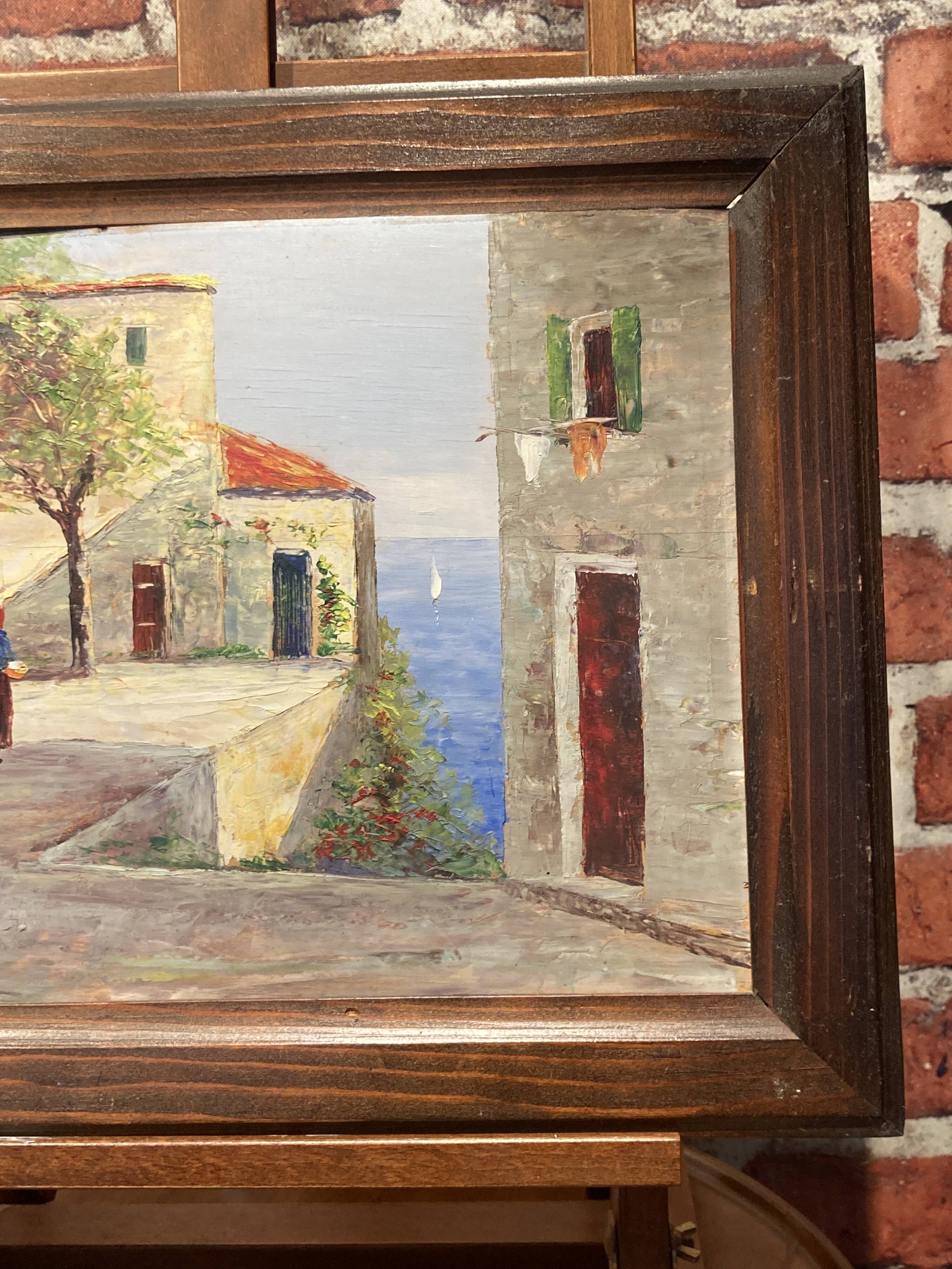 Oil on wood framed by a landscape