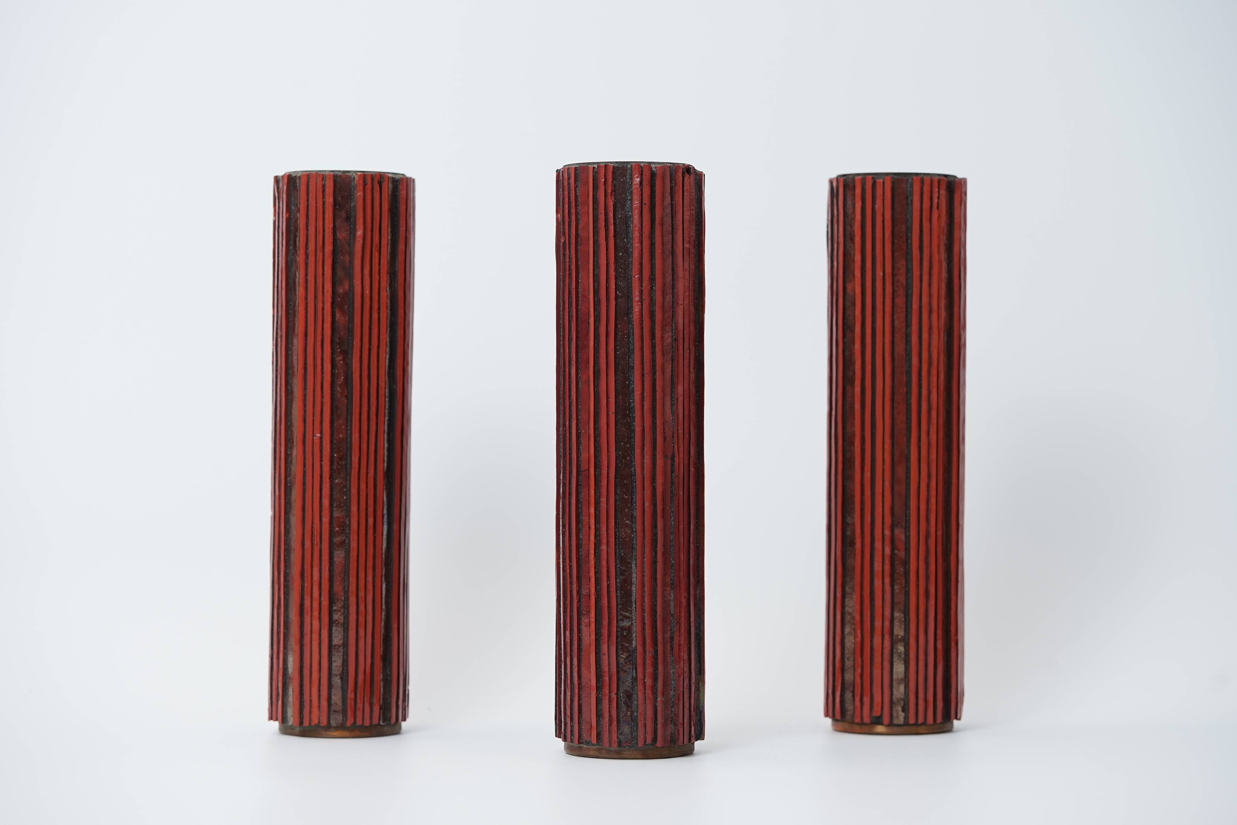 Pottery Mosaic Vases by W. Zimmermann for Ritter Set of 3
