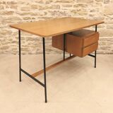Modernist desk with suspended drawer unit, French work from the 1950s.