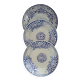 3 antique flat plates in ironstone