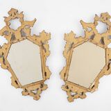 Paire de miroirs vénitiens en bois doré de style rococo, vers 1850, Italie