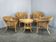 1950s Italian Rattan and Wicker Lounge Set, Four Armchairs and Table