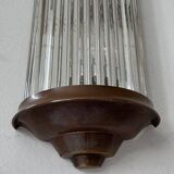 Vintage wall sconce, copper and glass, France, 1940