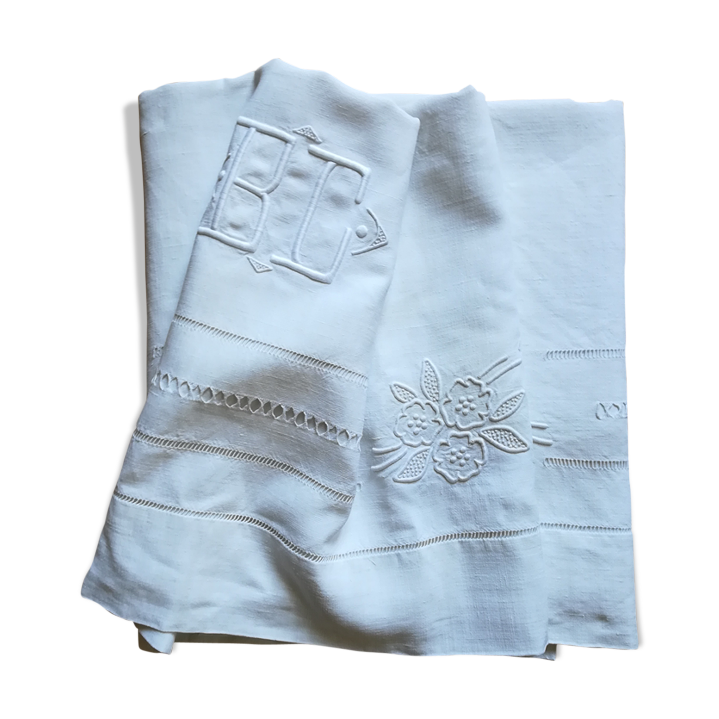 Old linen embroidered sheet