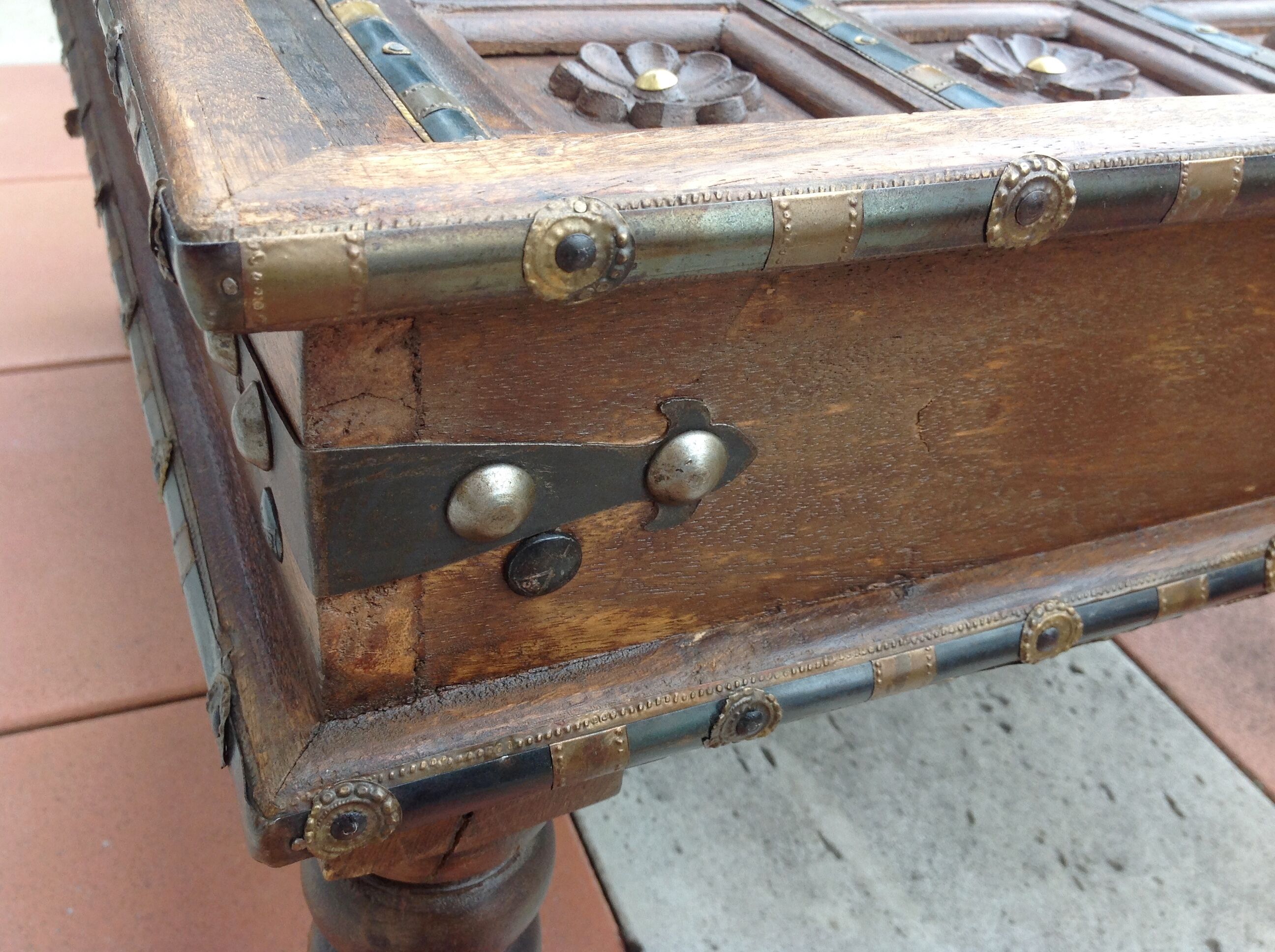 Colonial-style wooden square coffee table