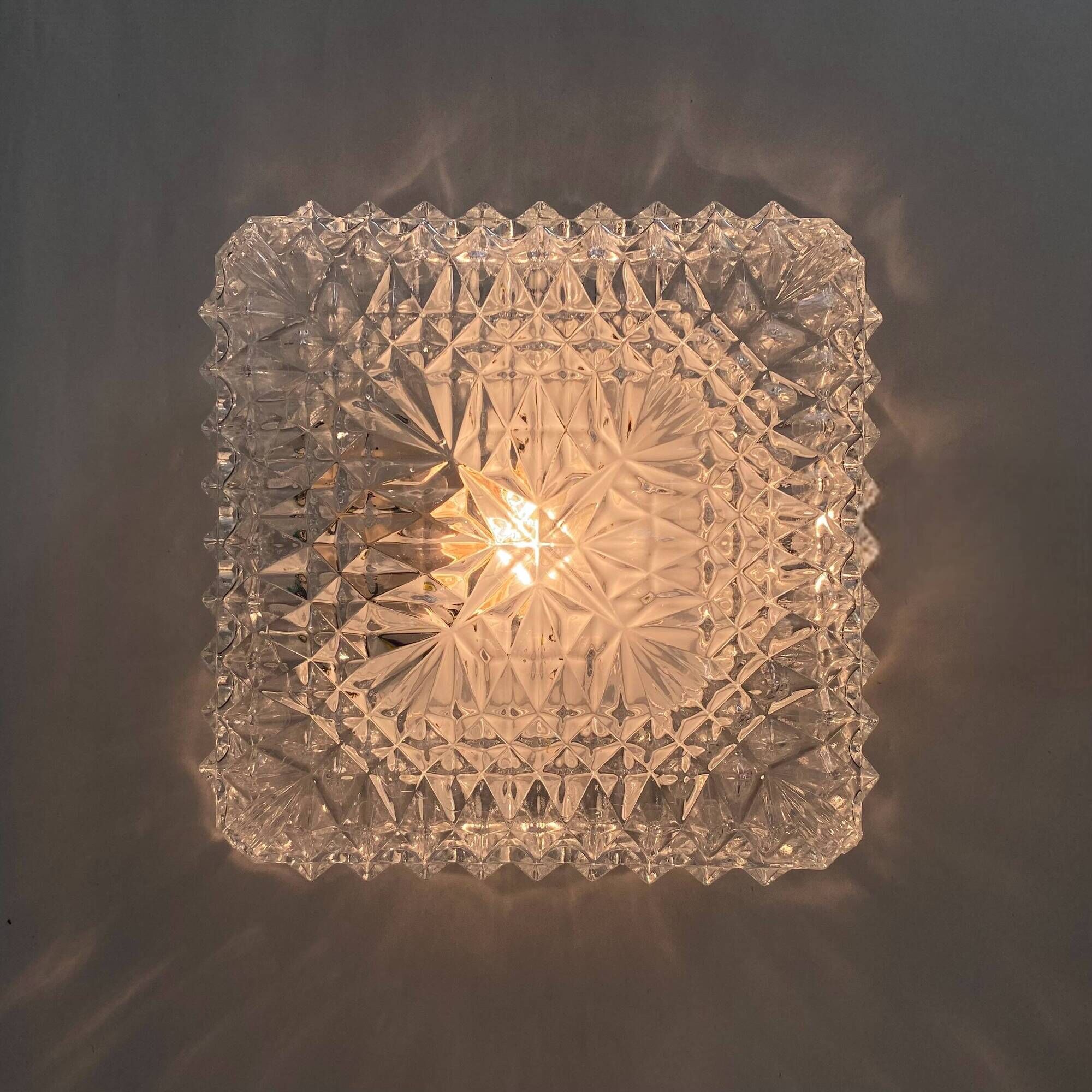 Wall light ceiling square glass minimalist porthole 1970 1980 seventies eighties LAMP-7311