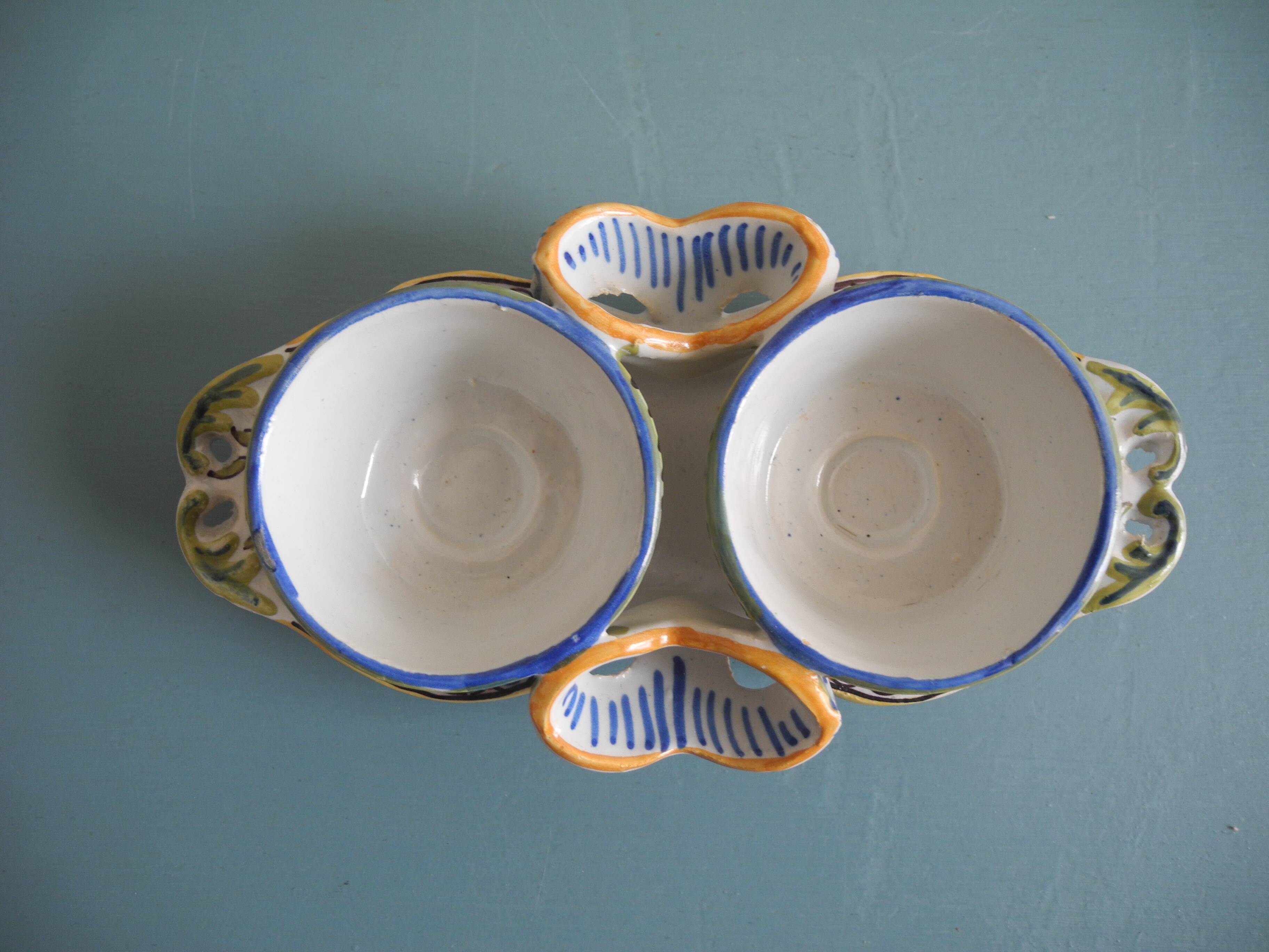 Salt cellar salt pepper cellar earthenware Desvres Géo Martel salt pepper cellar