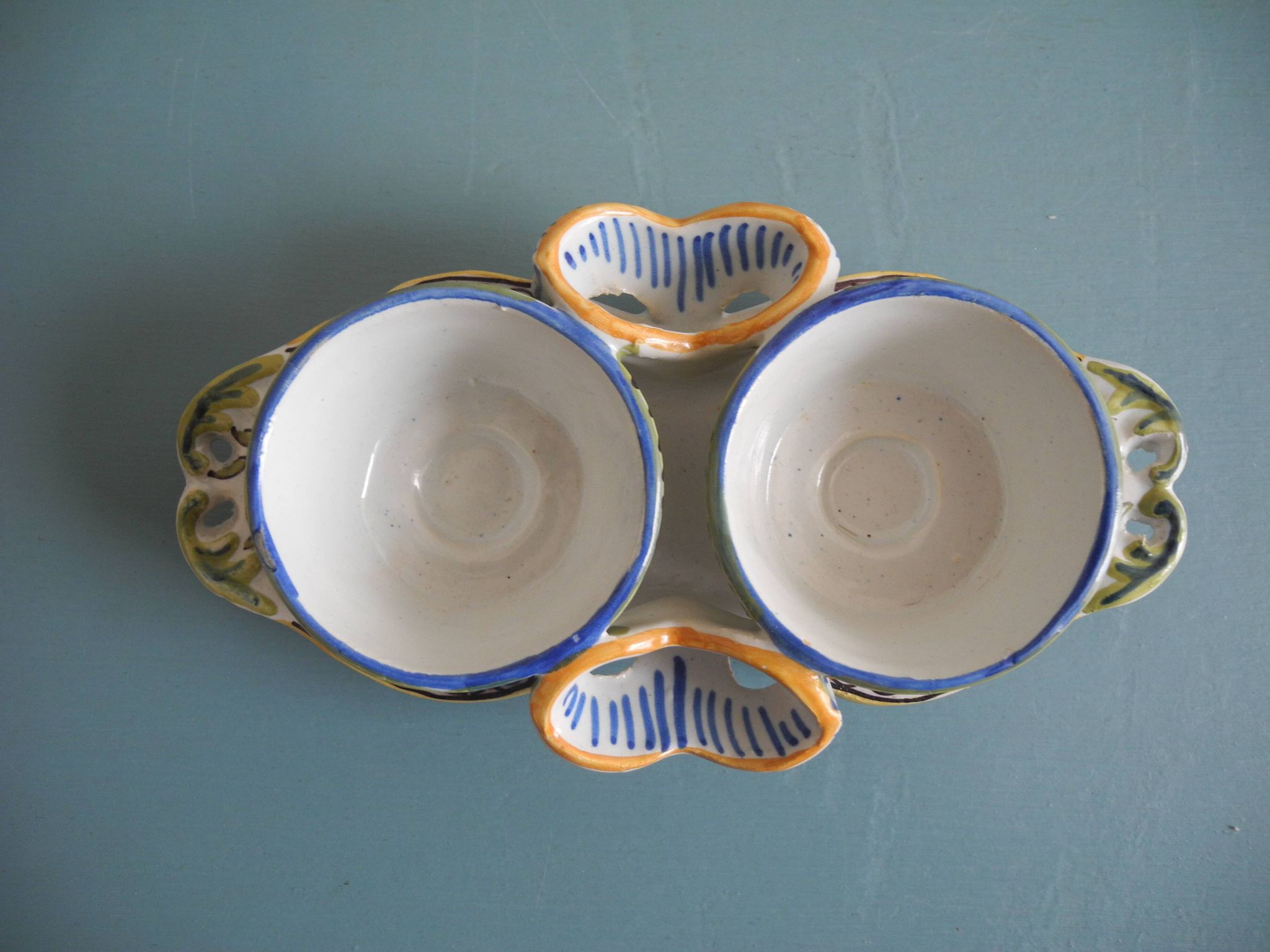 Salt cellar salt pepper cellar earthenware Desvres Géo Martel salt pepper cellar