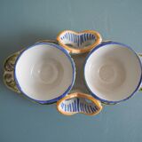 Salerons salière poivrière faience Desvres Géo Martel salt pepper cellar