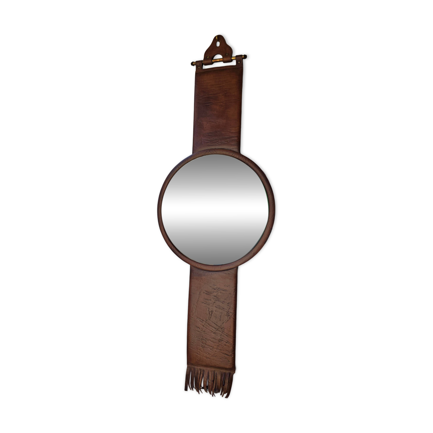 Leather Mirror, attributed to Uno & Östen Kristiansson, Luxus Vittsjö, circa 1970