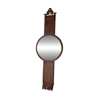 Leather Mirror, attributed to Uno & Östen Kristiansson, Luxus Vittsjö, circa 1970