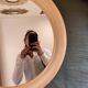 Round Beige and Coral Plastic Wall Mirror from the 70s-80s