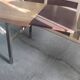 Extendable dining table in walnut, mahogany and chrome, circa 1960
