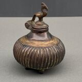 Bronze Inkwell Indian Nineteenth Peacock Bird Decor