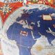 Old card Air France 1950 shown by Lucien Boucher planisphere