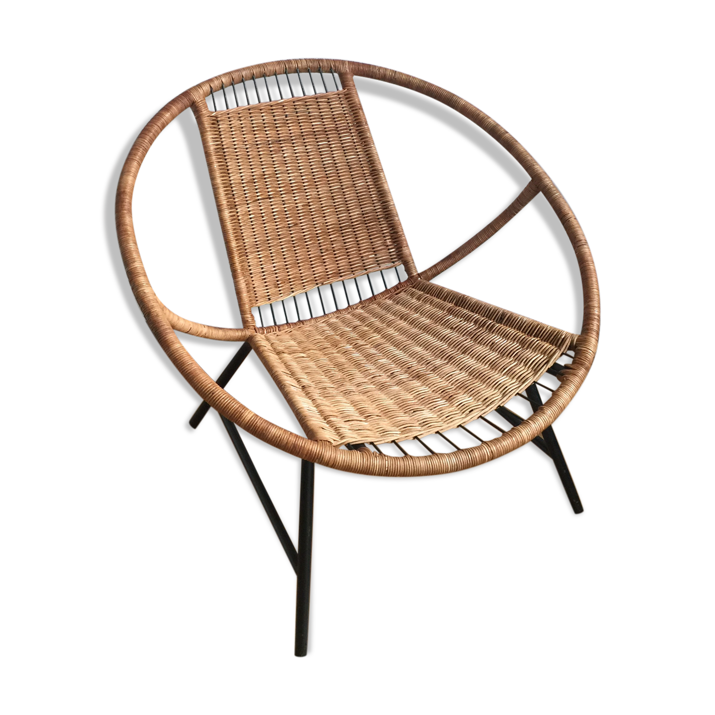 Rattan basket armchair