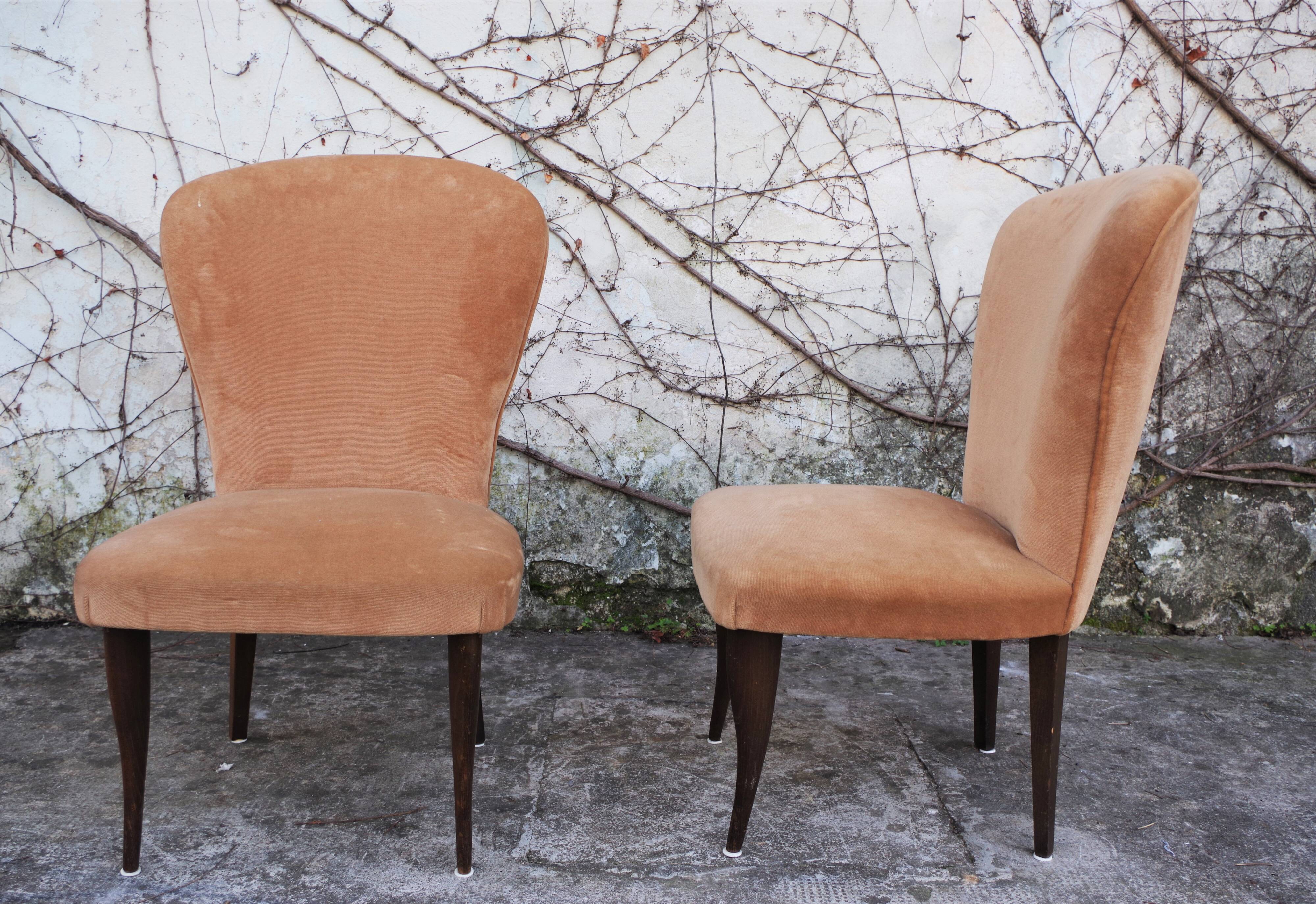 Velvet armchairs, 1950s, set of 2