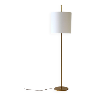 Vintage Scandinavian Brass and Fabric Floor Lamp
