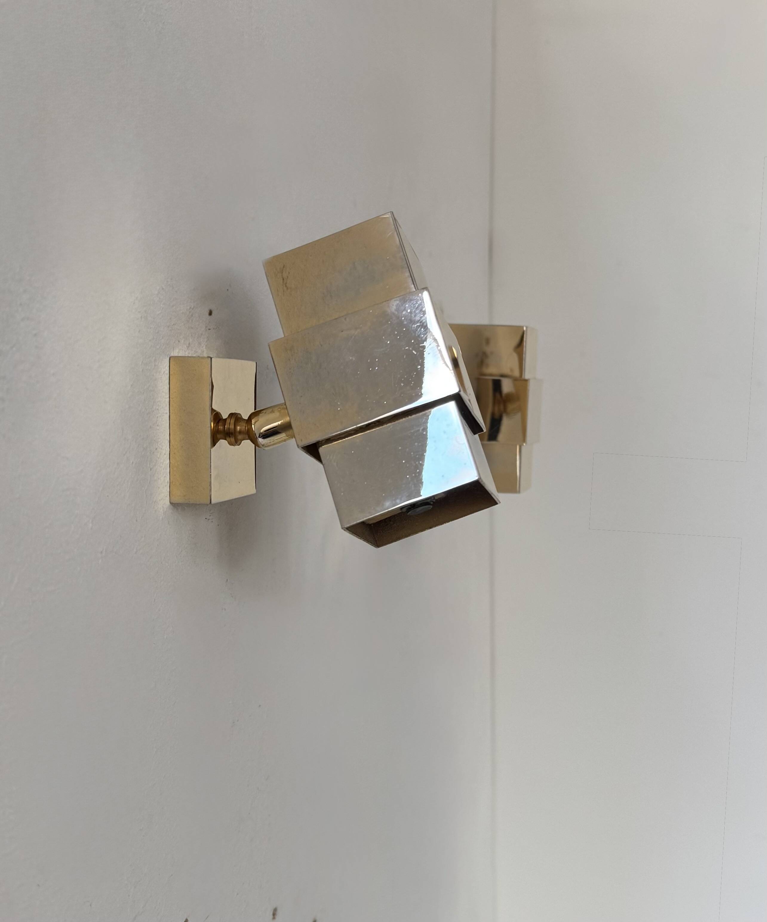 Paire d'applique vintage, laiton,  France, 1970