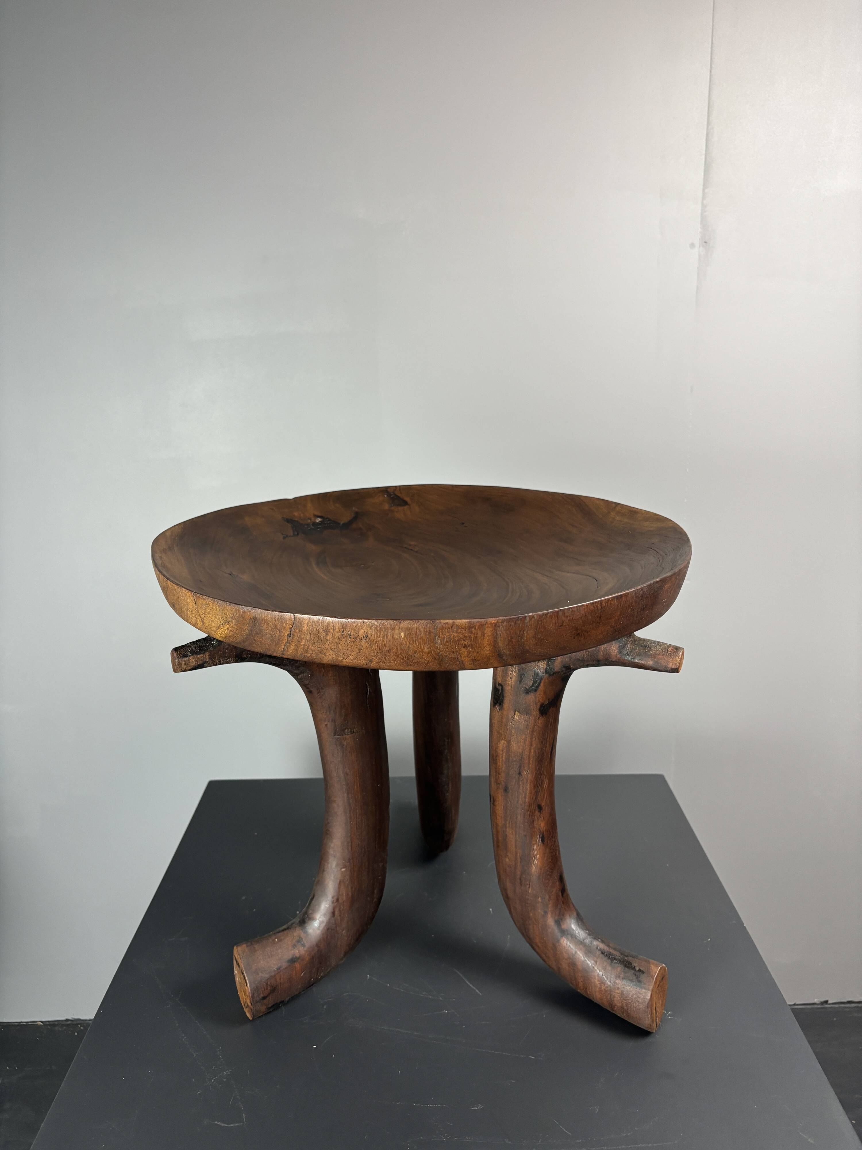 Handmade midcentury African tribal Jimma or Oromo tripod stool side table