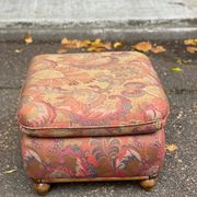 Solid wood and fabric club chair with footrest