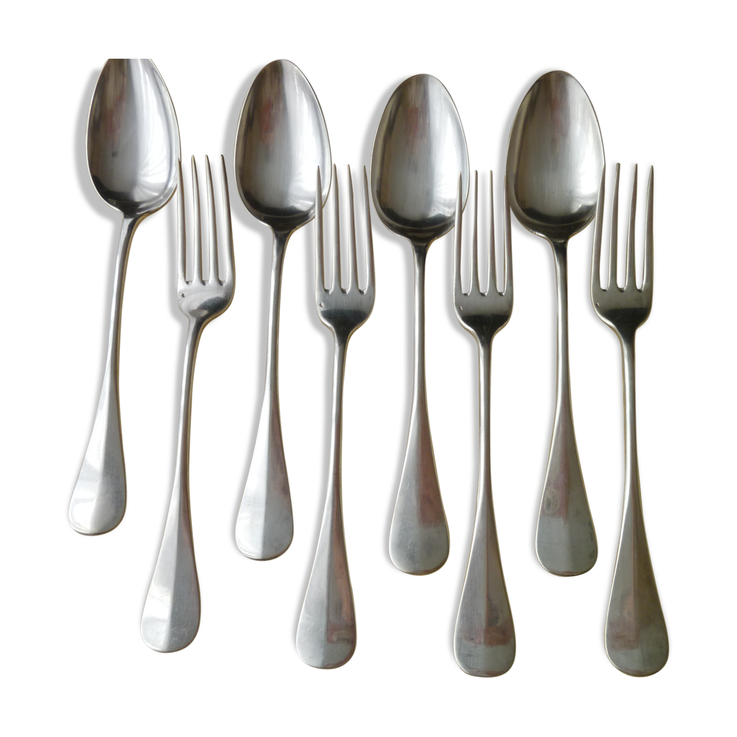 Lot de 8 couverts de table en métal argenté anglais modèle uniplat