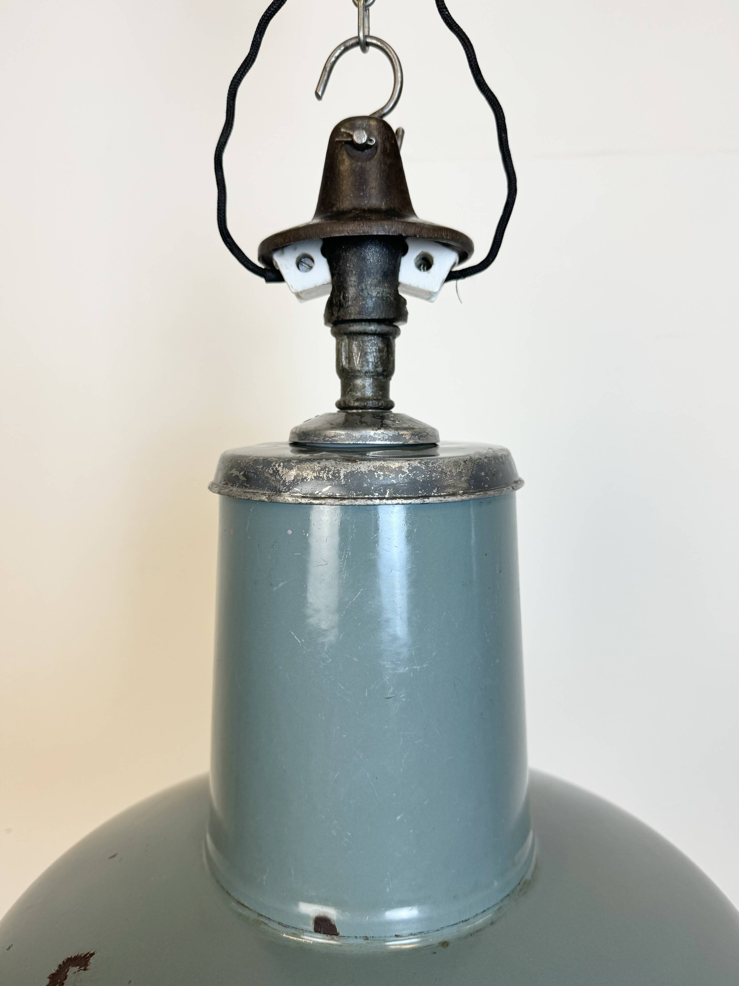Industrial Grey Enamel Pendant Lamp from Siemens, 1930s