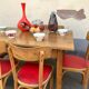 Set of 6 chairs bistrot skai red light wood