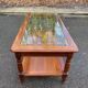 Vintage Louis Philippe coffee table in solid wood and glass, 110x55cm