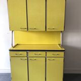 Buffet de cuisine vintage en formica jaune