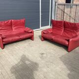 Set of 2 maralunga 2-seater sofas by Vico Magistretti for Cassina