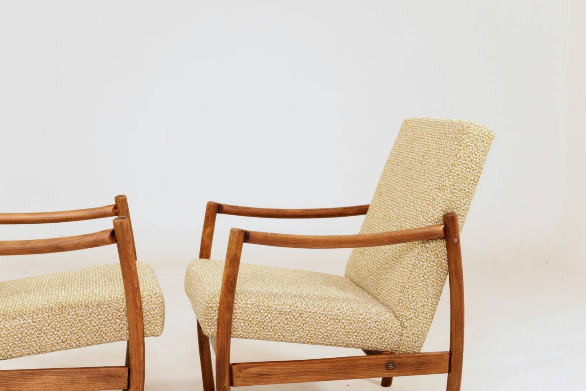 Pair of Scandinavian modern longue chairs green nebula 1970s