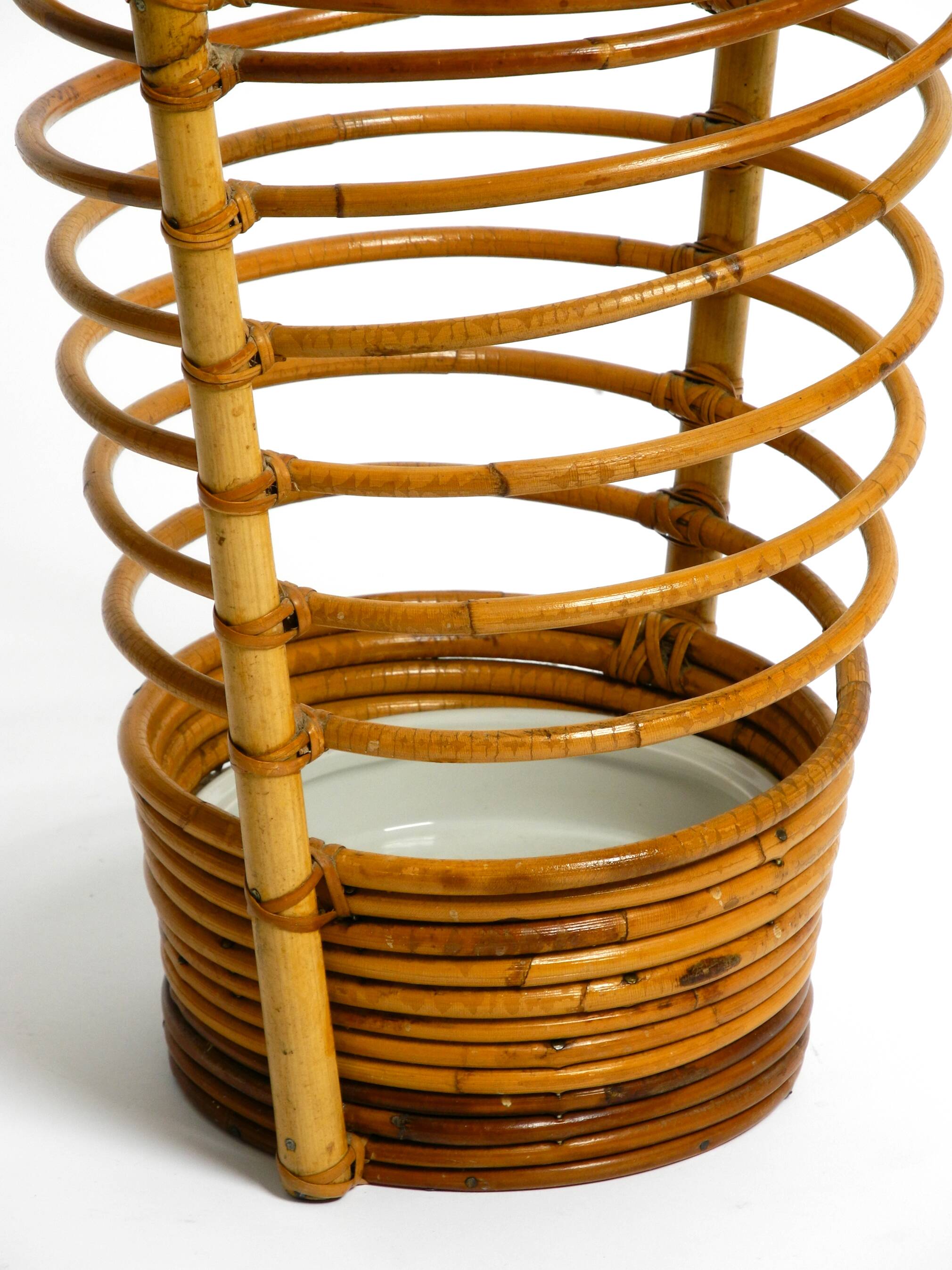 Beautiful rare Italian Mid Century modern bamboo umbrella stand in helix de