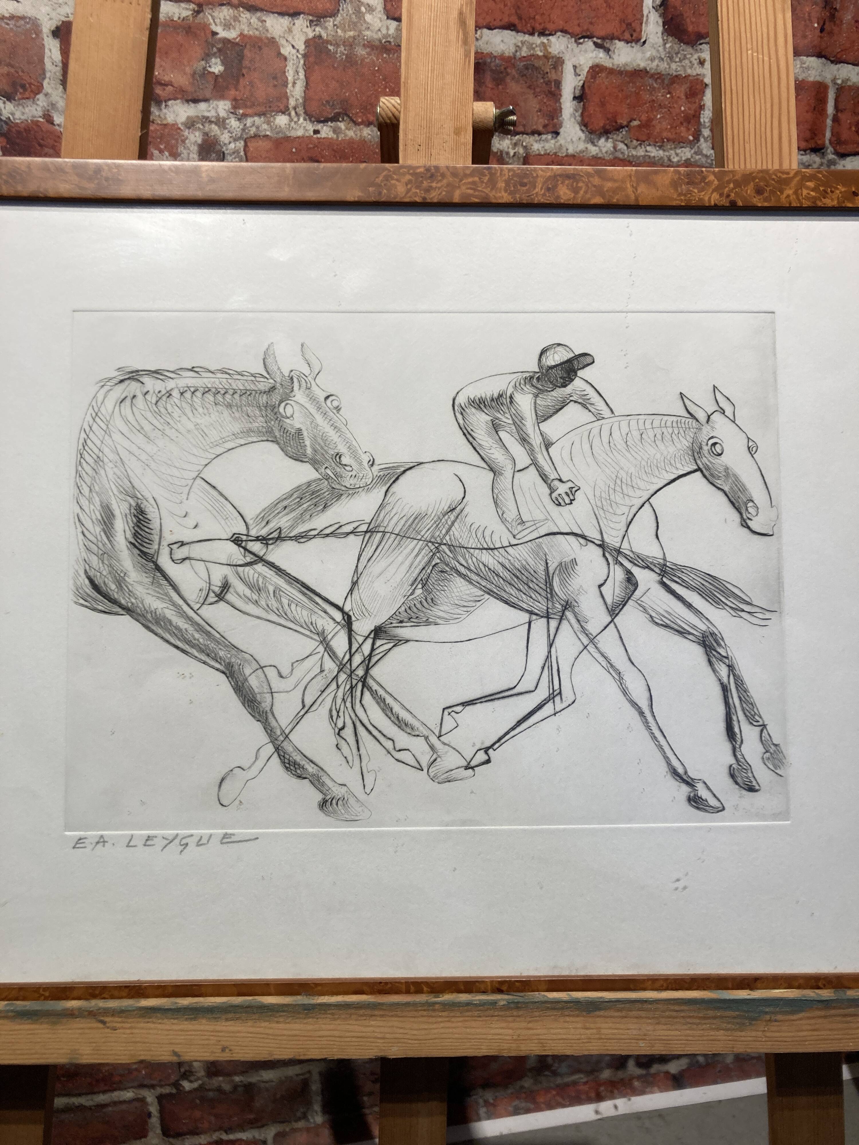 Framed horse drawing.