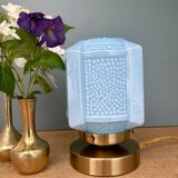 Vintage art deco globe table lamp in blue opaline