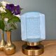 Lampe à poser globe vintage art déco en opaline bleue
