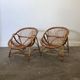 Mid-century French Riviera rattan lounge chairs – pair – 1960s organic design