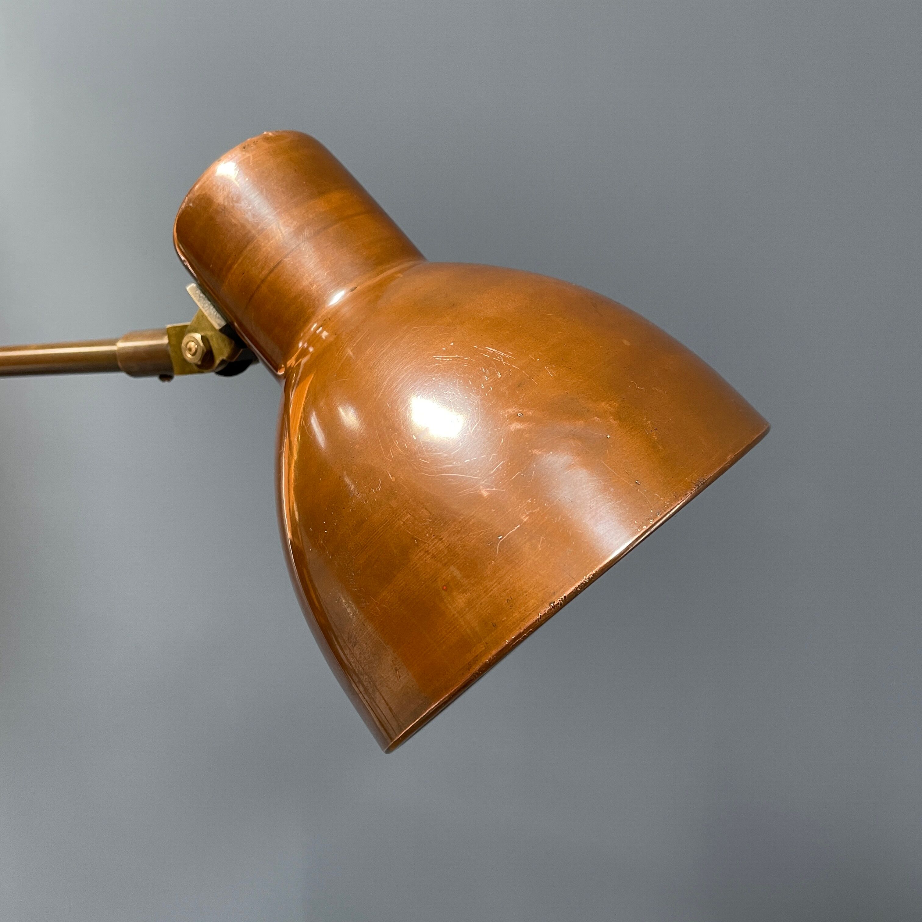 Industria Rotterdam clamp lamp made of brass and copper from the 1930s