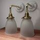 Pair of ribbed glass tulip wall sconces