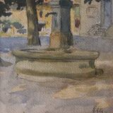 Hippolyte Léty, Fountain in the square at Meyssiez (Dauphiné), 1943