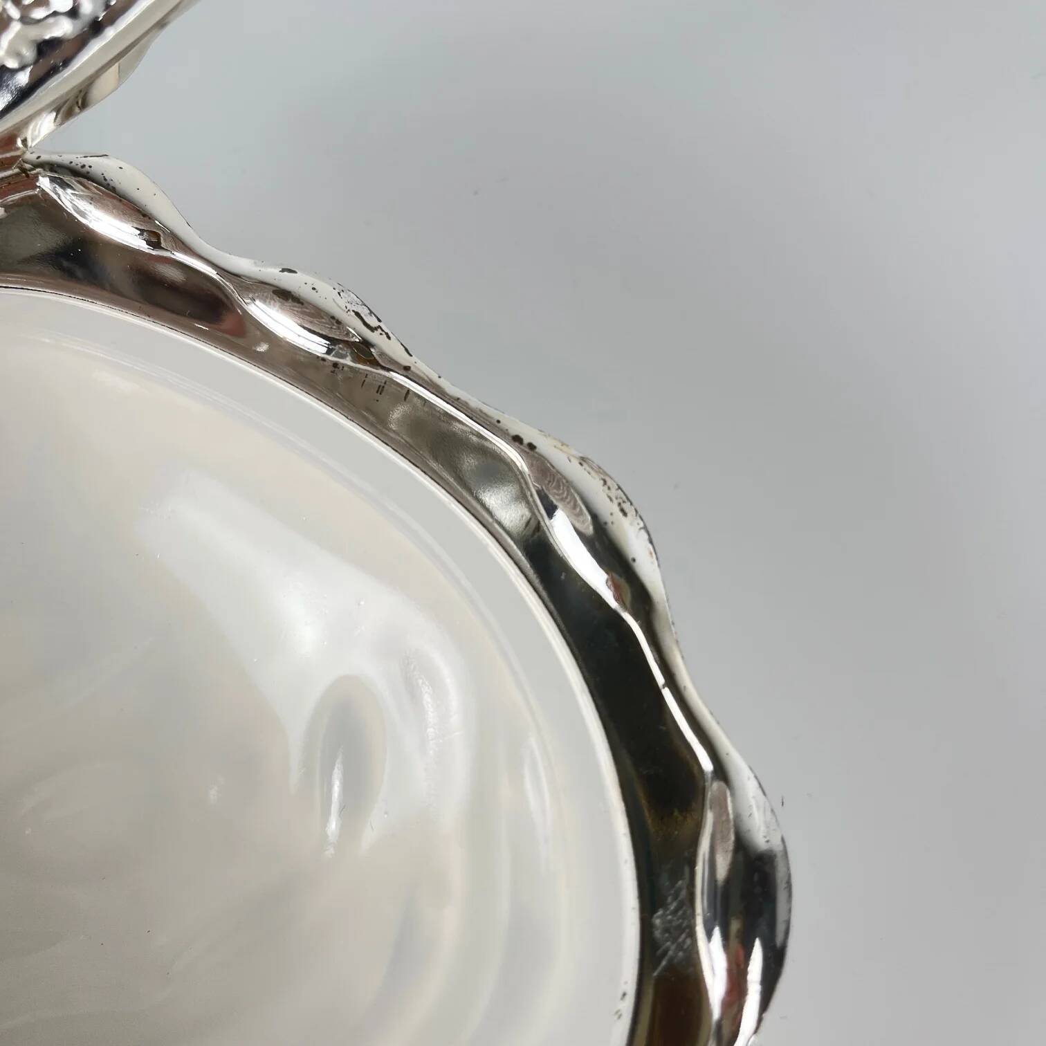 Vintage metal butter dish "Oyster" with glass insert, 1970.