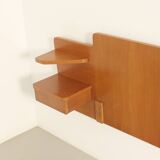 Headboard with teak bedside tables, France, 1960s