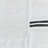 %100 Wool Beige & Black Striped Vintage Kilim Rug, 309x366 Cm